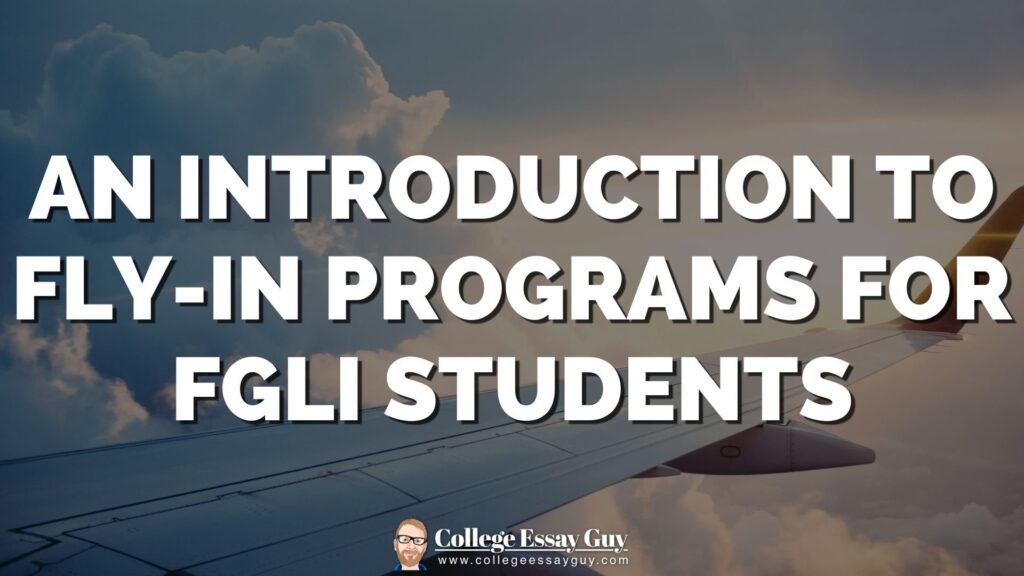A view of an airplane wing against the sky with text overlay: "An Introduction to Fly-In Programs for FGLI Students.