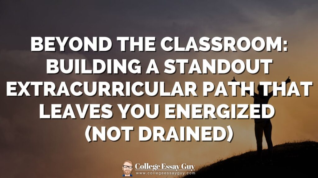 Silhouette of a person with raised arms at sunset, with text about building energizing extracurricular paths beyond the classroom.