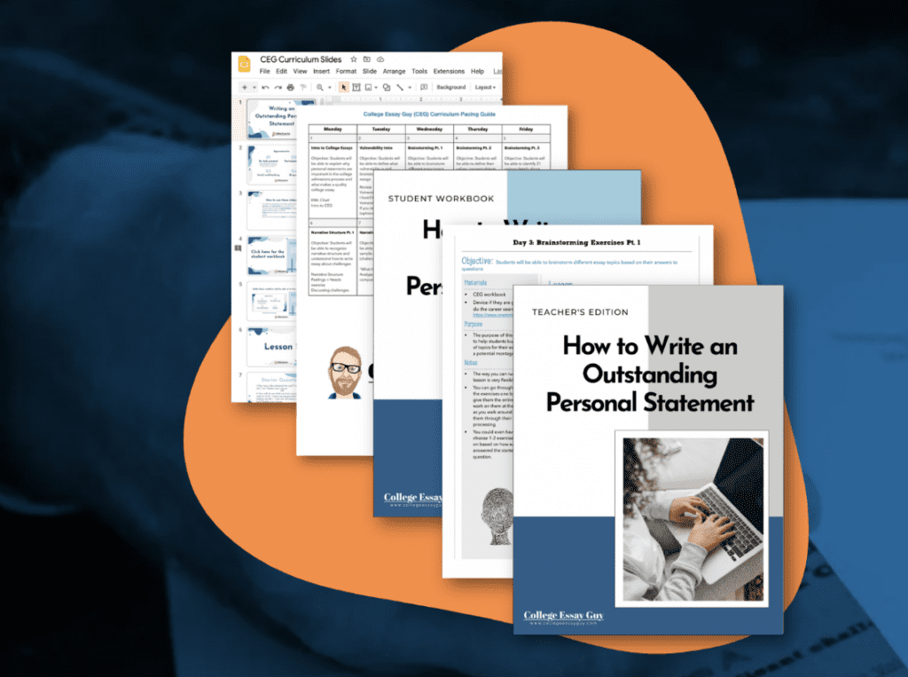 A group of books on a blue and orange background.