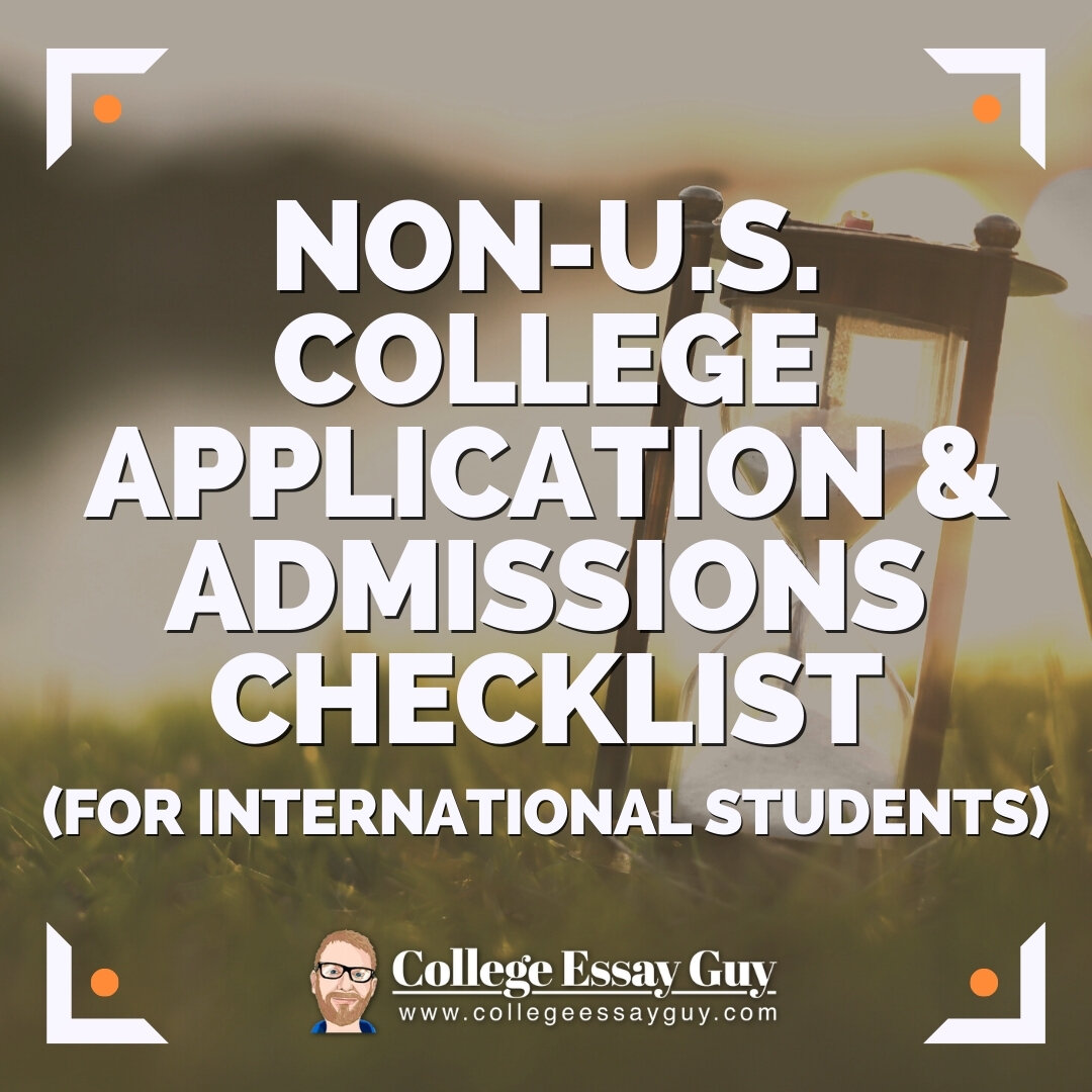 A college application and admissions checklist for international students applying to college outside of the United States