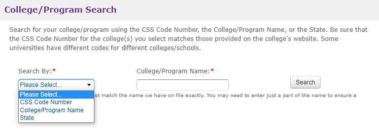CS Profile - College/Program Search