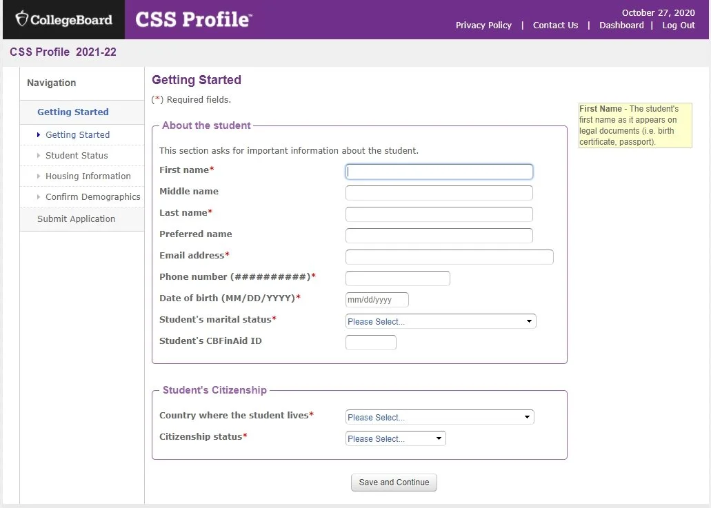 CSS Profile - Getting Started