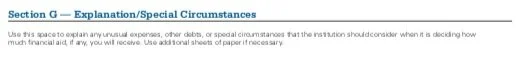ISFAA - Section G - Explanation/Special Circumstances